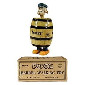 1932 Chein, No. 258 Popeye Barrel Walking Toy in Original Box