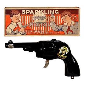 c.1935 Marx, G-Man Sparkling Pop Pistol in Original Box
