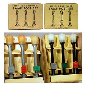 c.1952 Marx, #073/2 Two Lighted Boulevard Lamp Post Sets in Original Box
