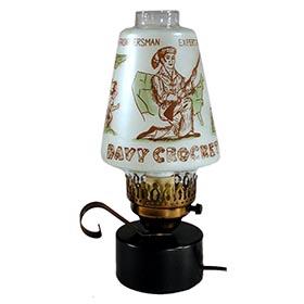 c.1955 Cactus Craft, Davy Crockett Electric Lamp with Frosted Glass Shade