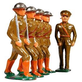 1935 Barclay & Grey Iron, Four Parading Officers w/Infantry Officer