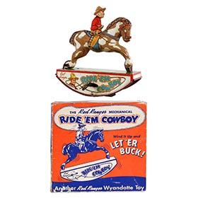 1940 Wyandotte, Red Ranger Mechanical Ride'Em Cowboy in Original Box