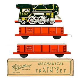 c.1948 Courtland, Mechanical 3pc. Train Set in Original Box