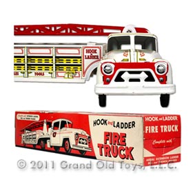 1959 Marx White Hook Ladder Fire Truck In Original Box