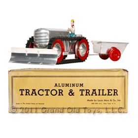 1940 Marx Aluminum Tractor Trailer Scraper In Original Box