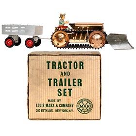 c.1939 Marx Copper Tractor & Trailer Set in Original Box